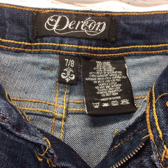 Dereon Beyonce Jeans Women’s Size 7/8 Skinny Whiskering Tapered Leg Embellished - Picture 8 of 10